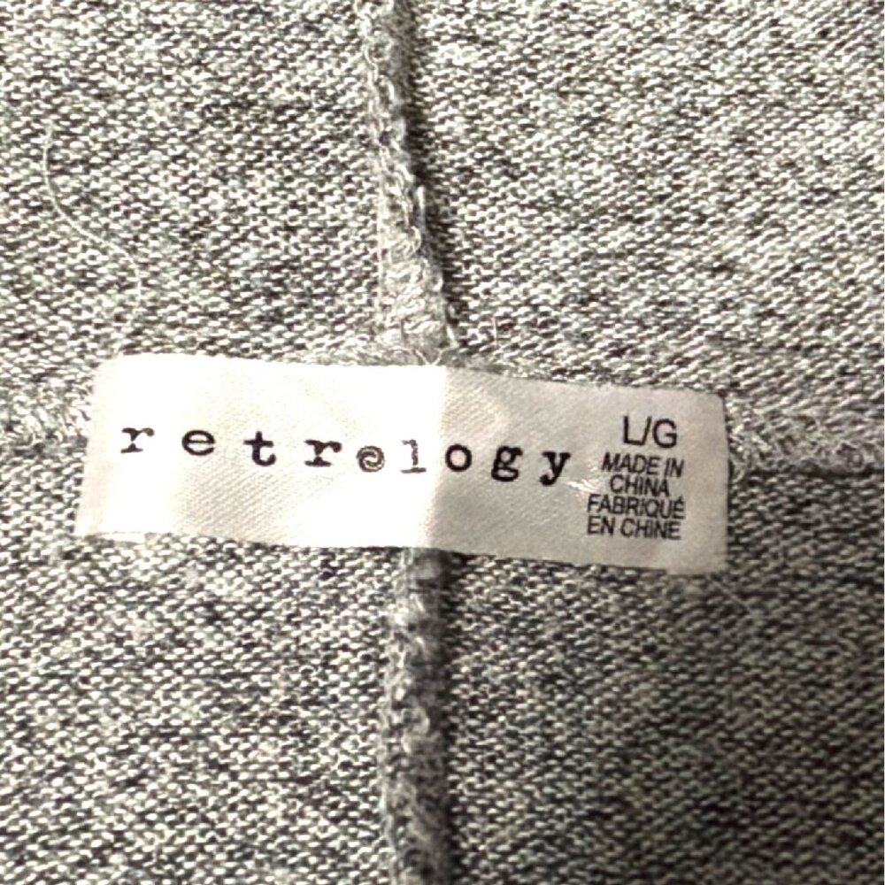 Grey Lightweight Hooded Open Front Cardigan With Button Accents By Retrology L - Picture 5 of 5